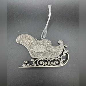 2013 Hallmark Keepsake Ornament Santa’s Sleigh Silver Metal Christmas